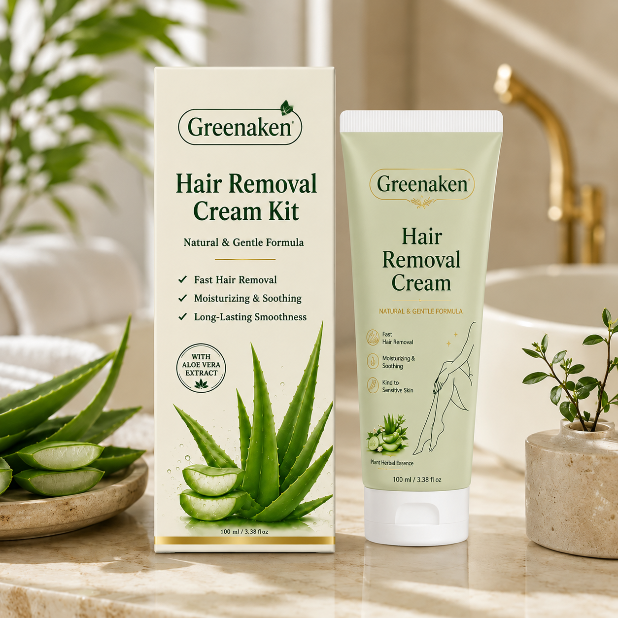 Greenaken™ Natural Gentle Hair Removal Cream | For Women & Men, Sensitive Skin