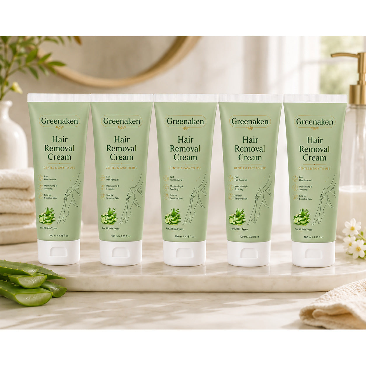 Greenaken™ Natural Gentle Hair Removal Cream | For Women & Men, Sensitive Skin